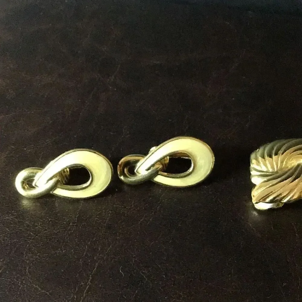 Earrings set of four clip on gold and silver tone